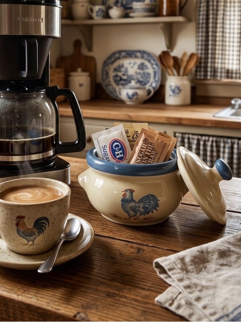 Vintage Jacaman Blue Rooster Soup Crock features a distinctive blue rooster - Picture 1 of 10